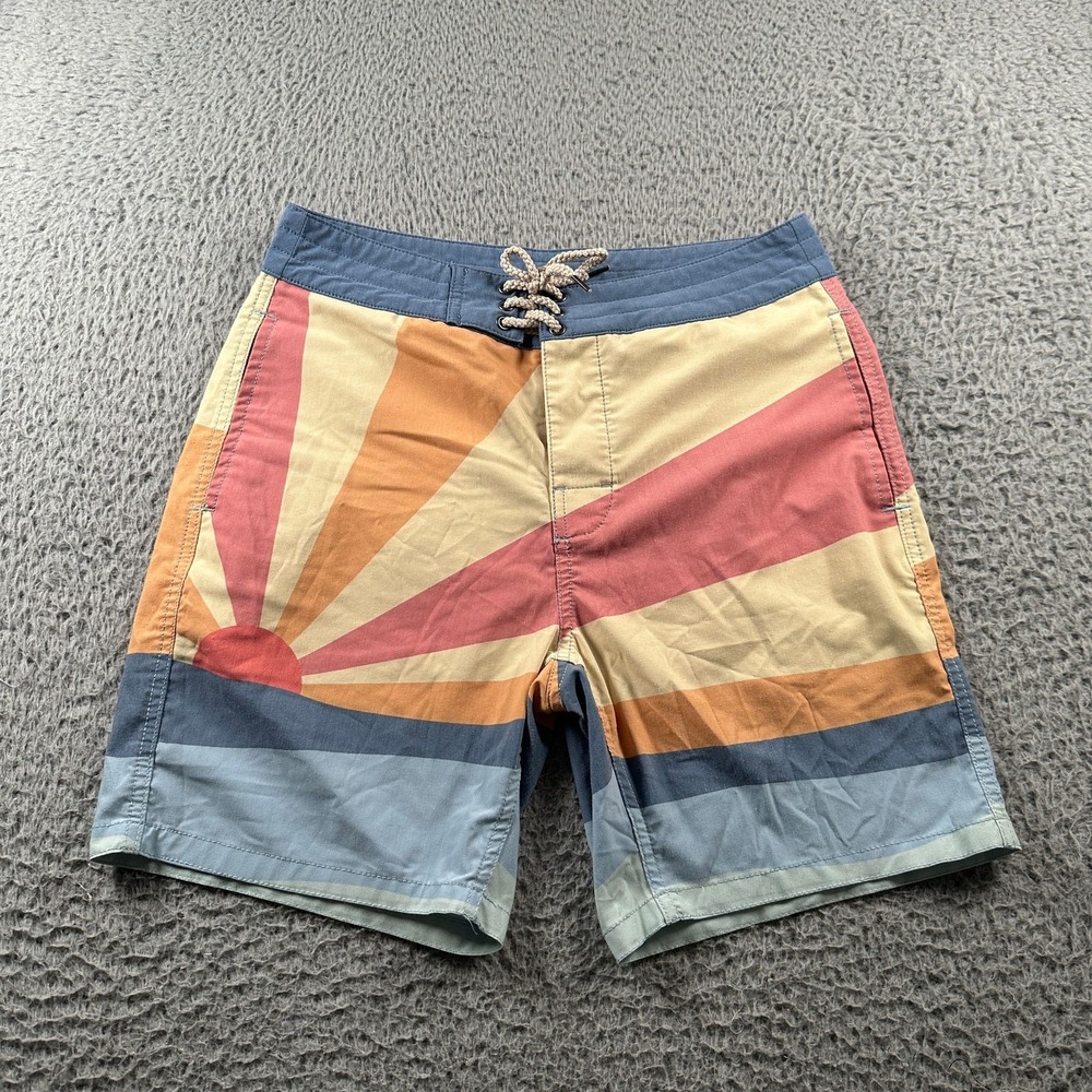 Faherty Boardshorts Mens 29 Lace Up Sunburst Swim Trunks Multicolor Stretch